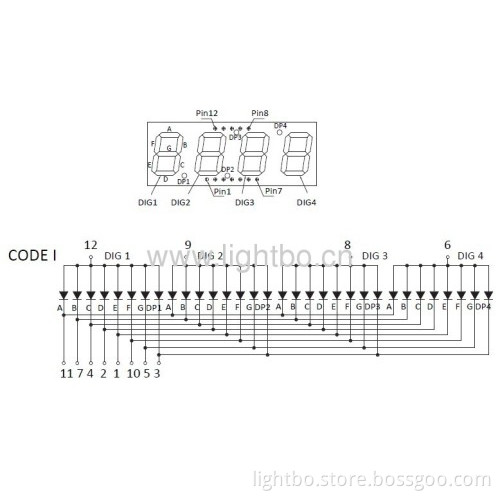 4 Digit 0.56 Inches Super Bright Green Common Anode Seven Segment Led Clock Display 